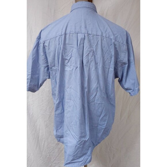 Puritan Wrinkle Resistant Men's Large Blue Check Geometric Short Sleeve Shirt - Picture 8 of 11